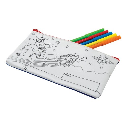 Colour-In Pencil Case with 5 Colouring Pens