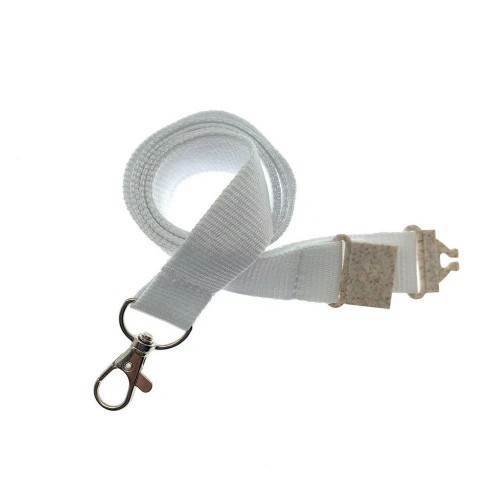 20mm Flat Recycled PET Lanyard in White (UK Stock)