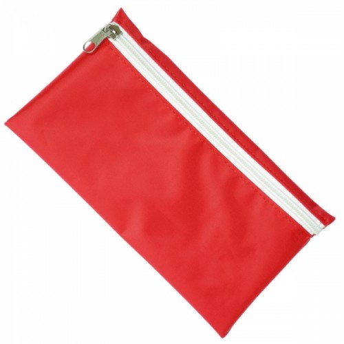 Nylon Pencil Case (UK Stock: Red with White Zip)