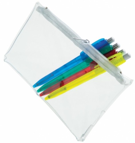 PVC Pencil Case (UK Stock: Clear with White Zip)