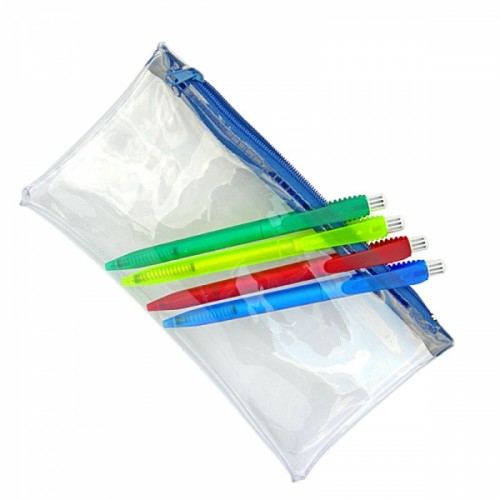 PVC Pencil Case with Blue Zip