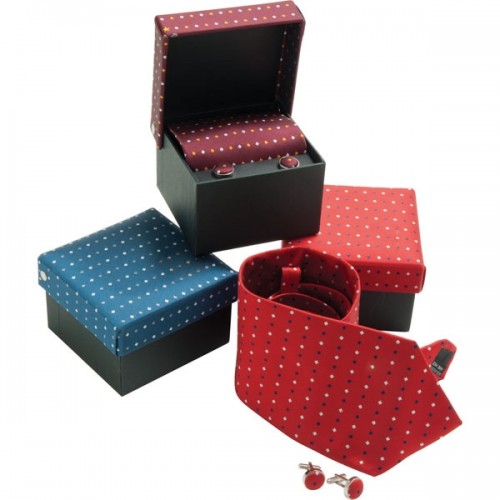 Woven Micro Polyester Tie & Cufflink Box Set