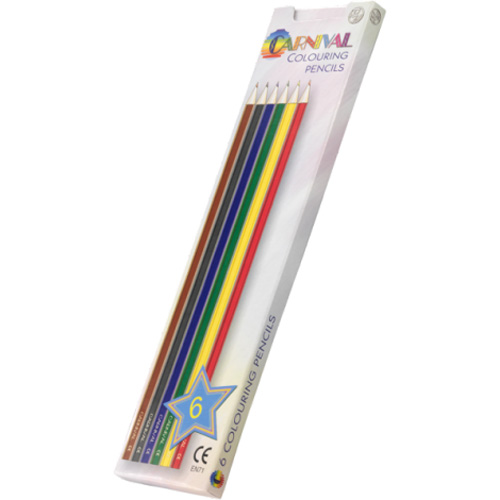 Carnival Colouring Pencils Full Size 6 Pack (Full Colour Print)