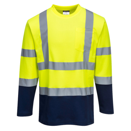 Hi-Vis Cotton Comfort Contrast T-Shirt L/S