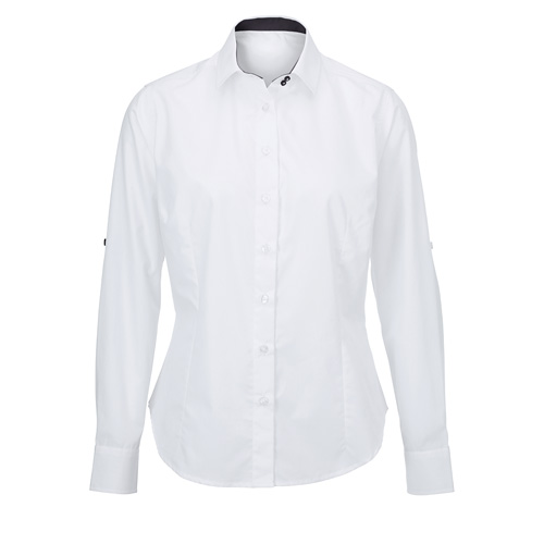 Women'S White Roll-Up Sleeve Shirt (Nf521W)