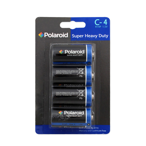 Size C Polaroid Heavy-Duty Batteries (4-Pack)