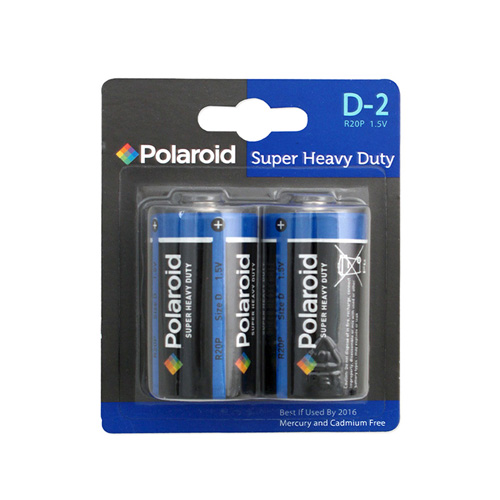 Size D Polaroid Heavy-Duty Batteries (2-Pack)
