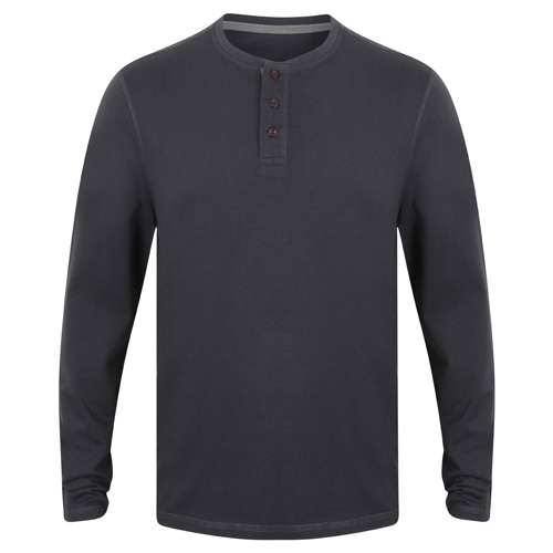 Washed Long Sleeve Henley T