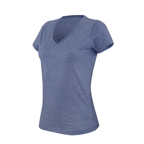 Women'S V-Neck Short Sleeve Melange T-Shirt