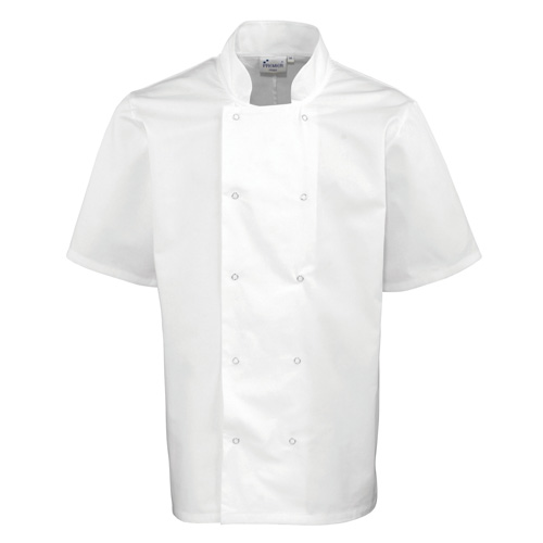 Studded Front Short Sleeve Chef'S Jacket