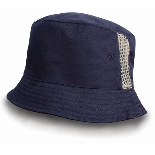 Deluxe Washed Cotton Bucket Hat With Side Mesh Panels