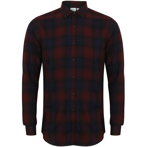 Brushed Check Casual Shirt With Button-Down Collar
