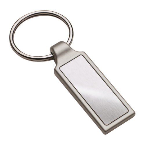 Rectangular Metal Key Ring with Custom Domed Surface