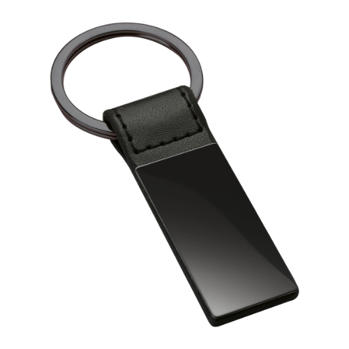 Personalised Black Imitation Leather Key Ring