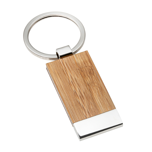 Bamboo and Metal Key Ring