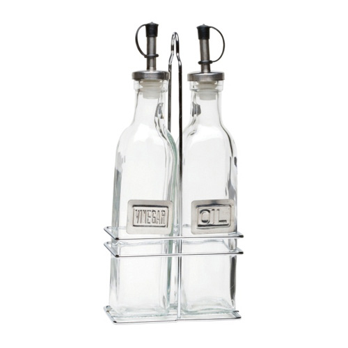 Oil & Vinegar Glass Bottle with Chrome Stand