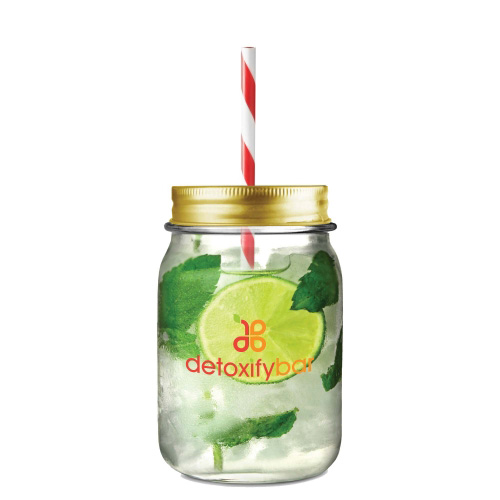 Mason Jar Tumbler with Lid & Straw (490ml/16.5oz)