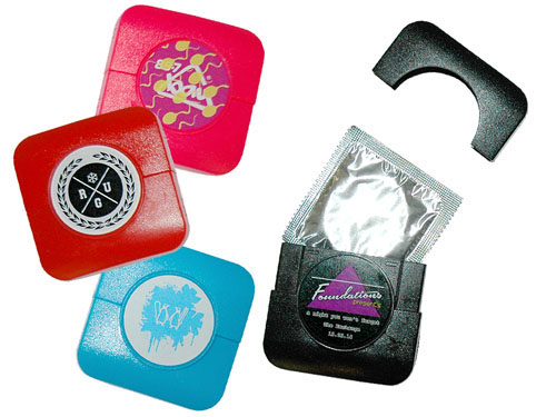 Square Plastic Condom Cases Printed Label