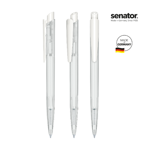 senator Dart Clear plastic ball pen in white