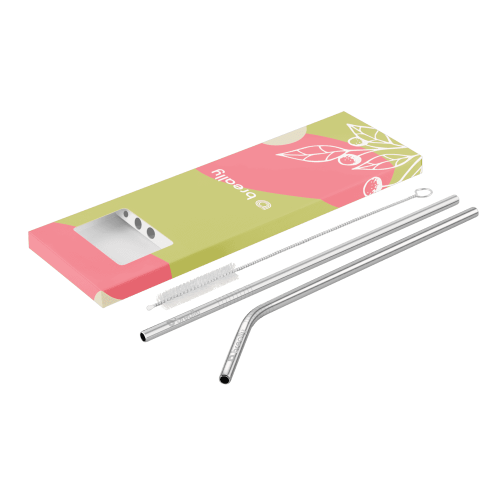 Reusable Metal Straws Set In Custom Packaging (Full Colour Print)