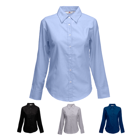 Lady Fit Long Sleeve Oxford Shirt in oxford-grey