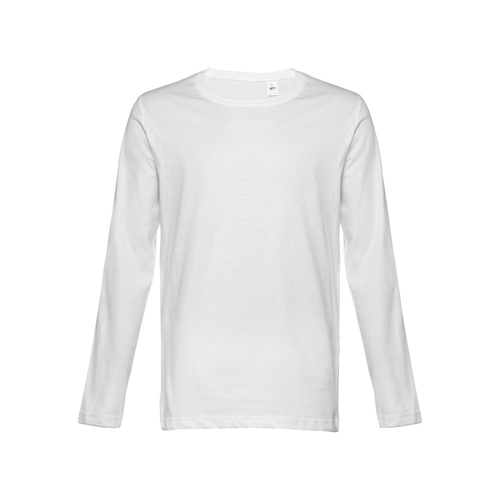 THC BUCHAREST WH. Men's long-sleeved tubular cotton T-shirt in white