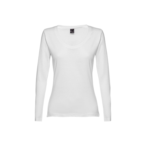 THC BUCHAREST WOMEN WH. Long-sleeved scoop neck fitted T-shirt for women. 100% carded cotton. White in white