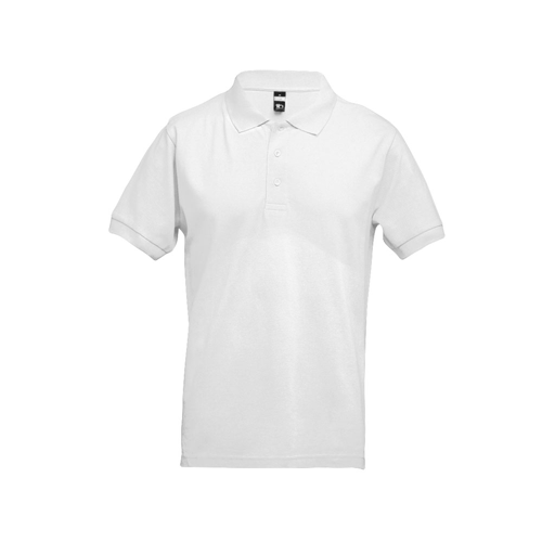 THC ADAM WH. Men's short-sleeved cotton piqué polo shirt. White in white
