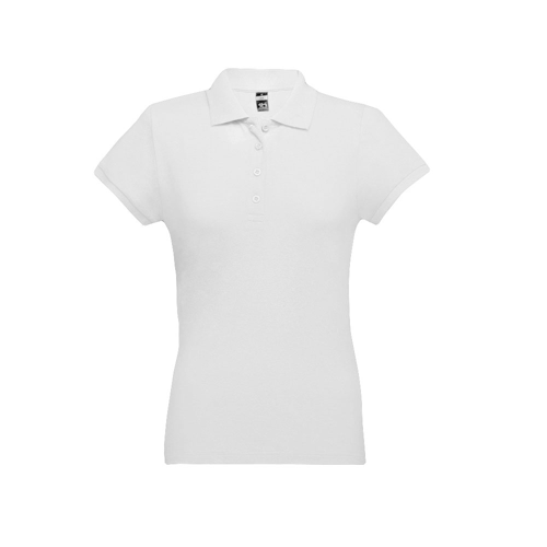THC EVE WH. Short-sleeved fitted polo for women in 100% cotton in white