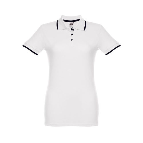 THC ROME WOMEN WH. Women's Polo Shirt with contrast colour trim and buttons