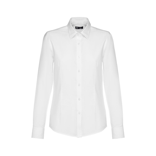 THC TOKYO WOMEN WH. Women's long-sleeved oxford shirt with pearl coloured buttons. White in white