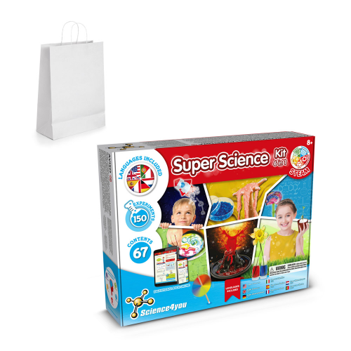 6 in 1 Super Science Kit II. Educational kit supplied with a kraft paper gift bag (100 g/m²)