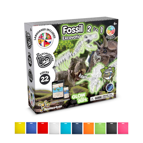 2 in 1 Fossil Excavation Kit IV. Educational game supplied with a non-woven gift bag (80 g/m²)