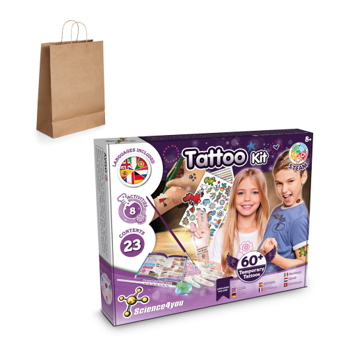 Tattoo Factory Kit III. Educational game supplied with a kraft paper gift bag (115 g/m²)