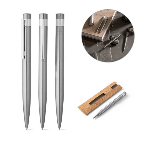 ALEXA. 53% recycled stainless steel ballpoint pen with clip