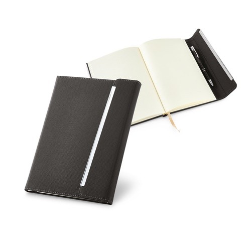 LISPECTOR. A5 notebook in PU with magnetic closure in black