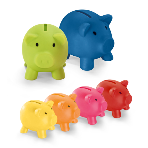 PIGGY. Coin bank in yellow