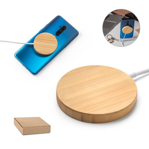 DAIMLER. 15W superfast wireless magnetic charger in bamboo