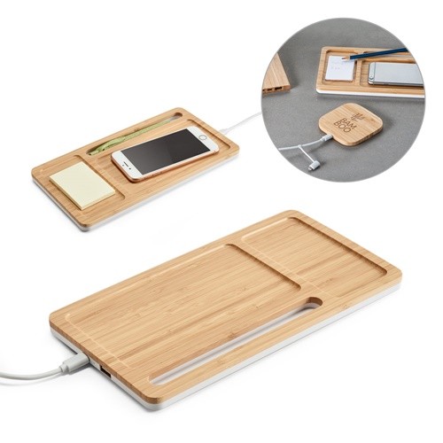 MOTT. Bamboo desk organizer with wireless charger in 