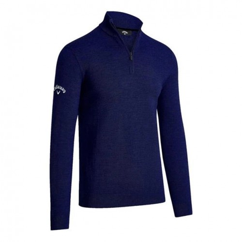 CALLAWAY GOLF GENT'S WINDSTOPPER QUARTER ZIPPED EMBROIDERED SWEATER