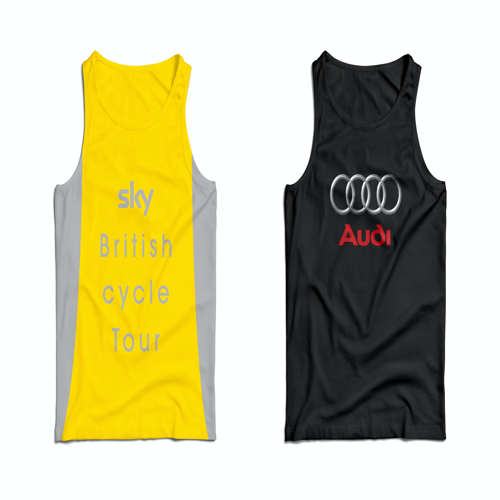 CUSTOM DESIGN SPORTS/RUNNING VEST WITH YOUR LOGO PRINTED FULL COLOUR TO BOTH SIDES