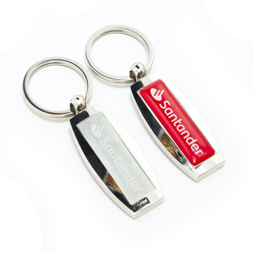 Luxury Feel Key Ring With Chrome Body And Full Colour Resin Dome To The Front