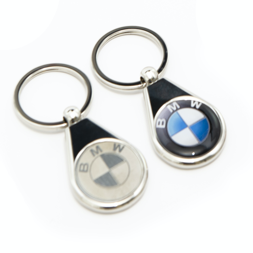 Luxury Feel Key Ring With Chrome Body And Full Colour Resin Dome To The Front