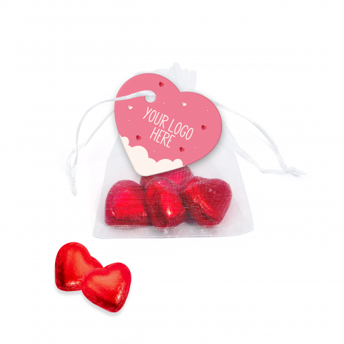 Valentines - Organza Bag - Red Foiled Praline Hearts