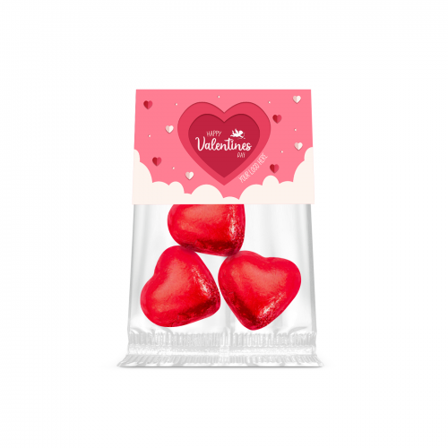 Valentines - Eco Info Card - Red Foiled Praline Hearts