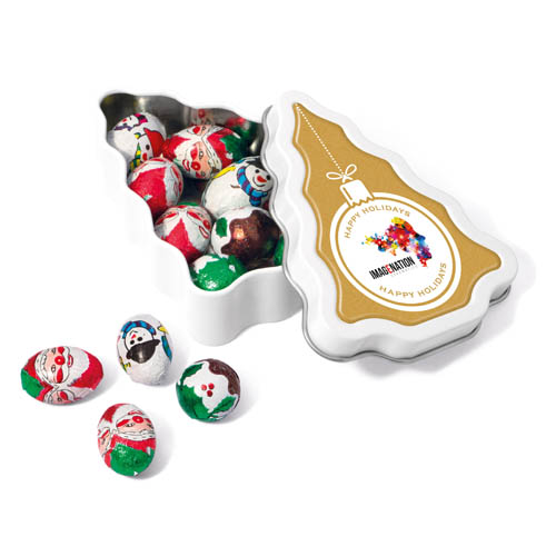 Winter Collection 16 Mini Christmas Tree Foil Wrapped Chocolate Balls