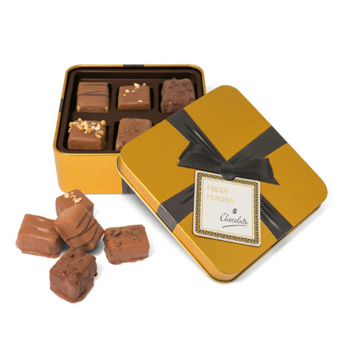 Gold Square Chocolate Tin Small