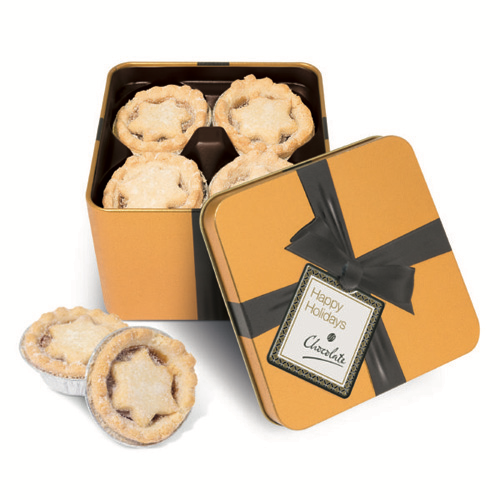 Large Gold Square Tin Mince Pies