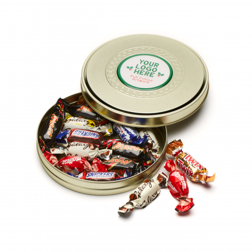 Shallow Gold Treat Tin - Festive Delights