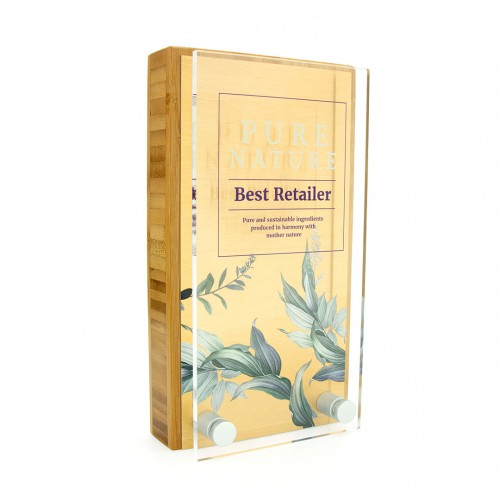 Bamboo Award 80mm X 150mm With Metal Plate And Acrylic Front